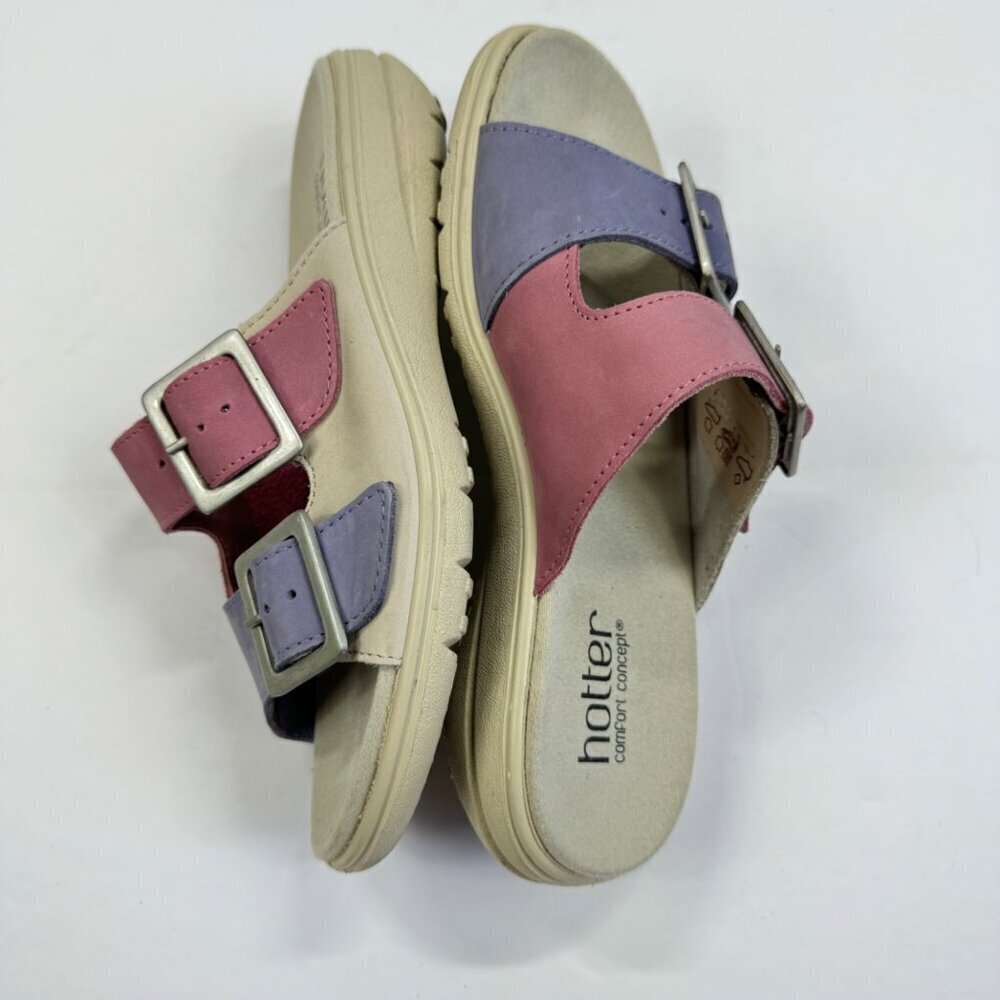 Hotter Sunny Nubuck Sandals Slides PInk Purple Beige Size 6 Comfort Concept - Picture 8 of 10